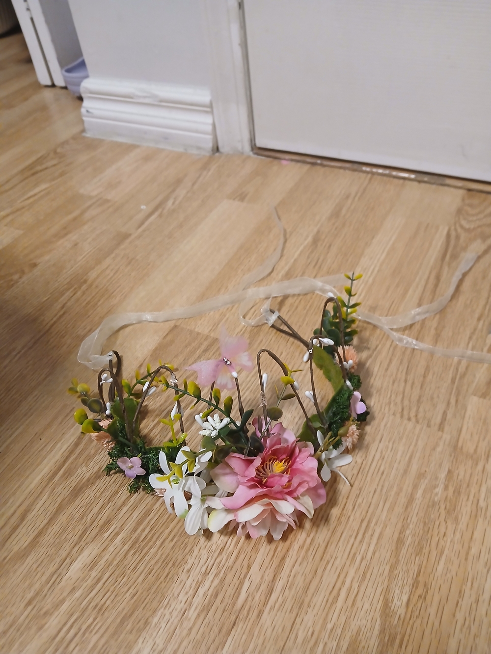 Floral Pink Spring Crown Headpiece